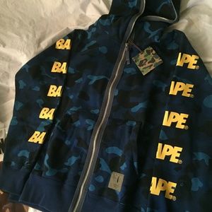 Bape Gradation Medium Zip  Hoodie Navy